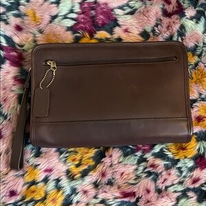 Vintage Coach Brown Leather Clutch